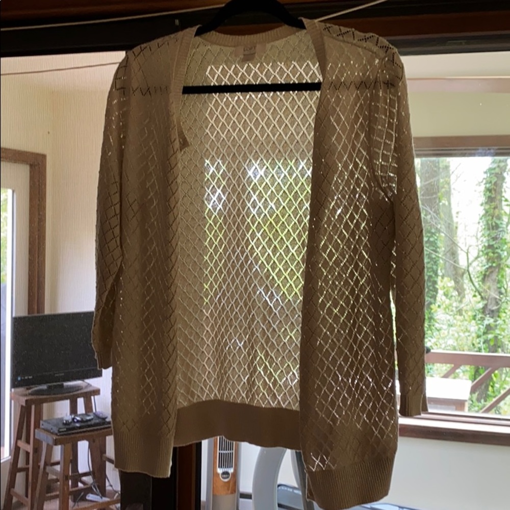 Loft Gold shimmer cardigan Sz M